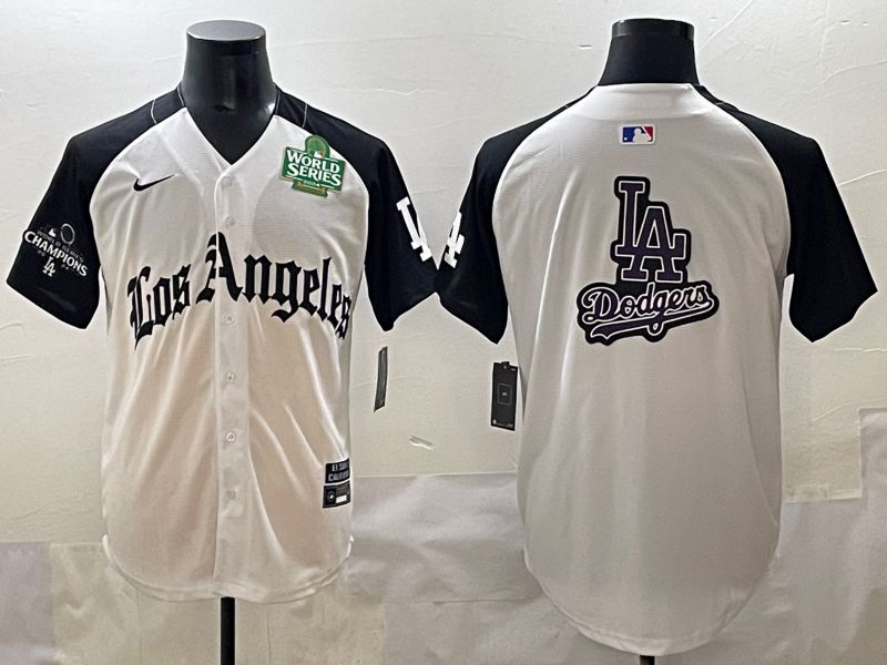 Men 2025 Los Angeles Dodgers Blank White black Five generations Joint Name Nike MLB Jersey style 52625